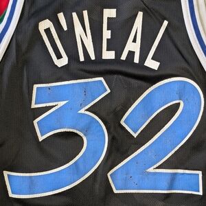 Vintage 90s Champion Orlando Magic Shaquille O'Neal Black NBA Jersey Mens 40